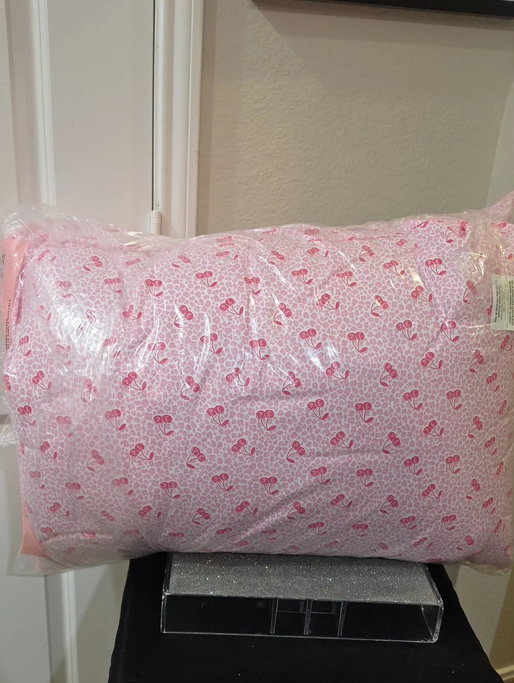 Juicy Couture Pink Home Cherries Leopord Print 2-Pack Jumbo Bed Pillows